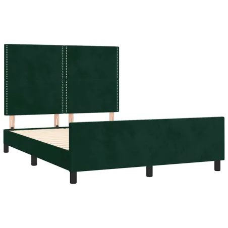 Cadre de lit sans matelas vert foncé 140x200 cm velours