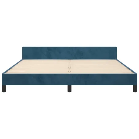 Cadre de lit sans matelas bleu foncé 160x200 cm velours