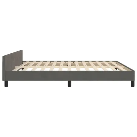 Cadre de lit sans matelas gris foncé velours