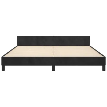 Cadre de lit sans matelas noir velours