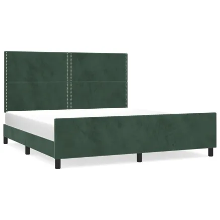 Cadre de lit sans matelas vert foncé velours 2