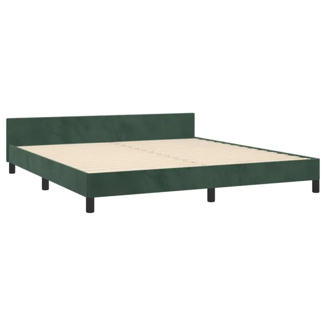 Cadre de lit sans matelas vert foncé velours