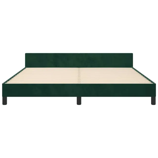 Cadre de lit sans matelas vert foncé velours