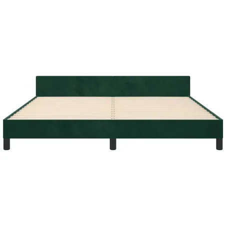 Cadre de lit sans matelas vert foncé velours