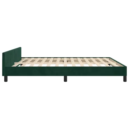 Cadre de lit sans matelas vert foncé velours