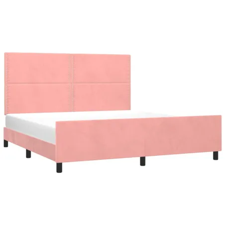 Cadre de lit sans matelas rose velours