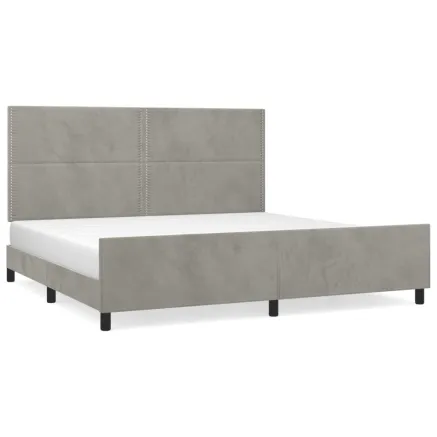 Cadre de lit sans matelas gris clair 200x200 cm velours 2