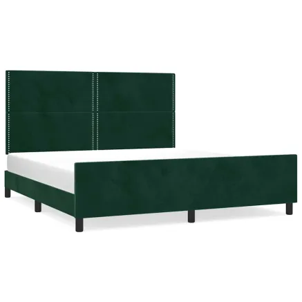 Cadre de lit sans matelas vert foncé 200x200 cm velours 2