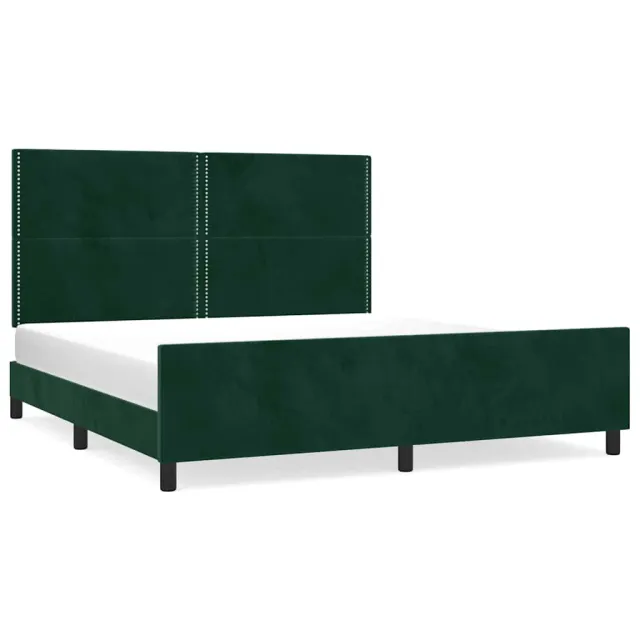 Cadre de lit sans matelas vert foncé 200x200 cm velours