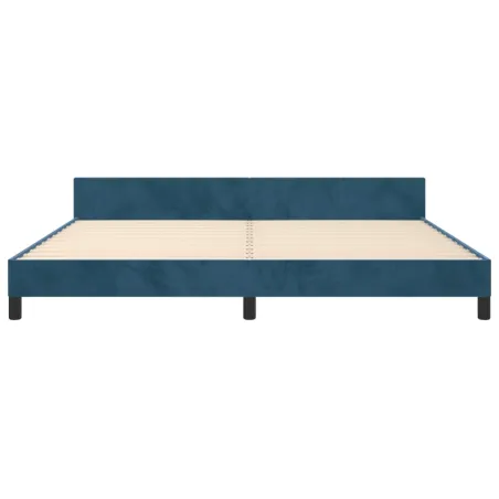 Cadre de lit sans matelas bleu foncé 200x200 cm velours