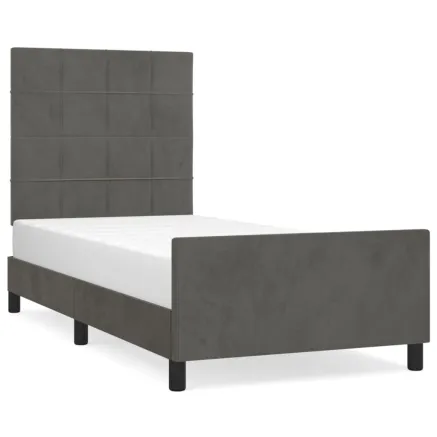 Cadre de lit sans matelas gris foncé 80x200 cm velours 2