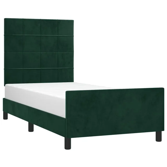 Cadre de lit sans matelas vert foncé 80x200 cm velours