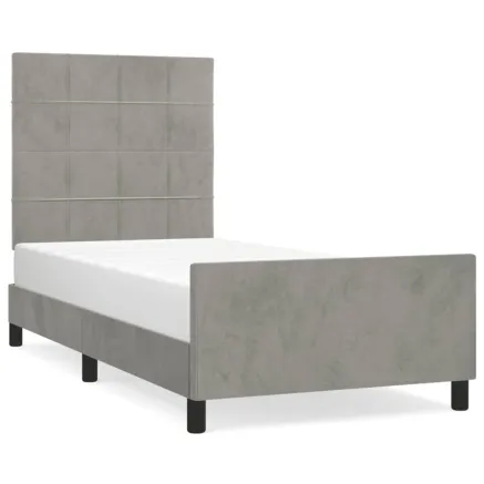 Cadre de lit sans matelas gris clair 90x190 cm velours 2