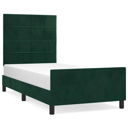 Cadre de lit sans matelas vert foncé 90x190 cm velours 2