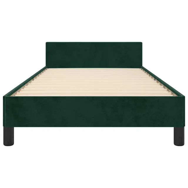 Cadre de lit sans matelas vert foncé 90x190 cm velours