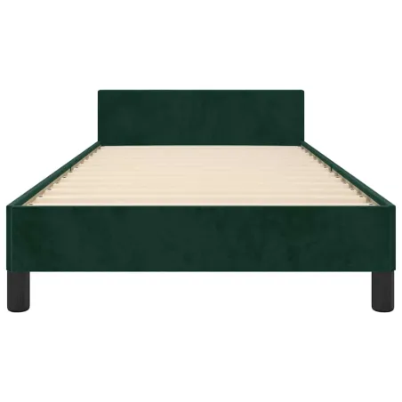 Cadre de lit sans matelas vert foncé 90x190 cm velours
