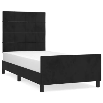 Cadre de lit sans matelas noir 90x200 cm velours 2