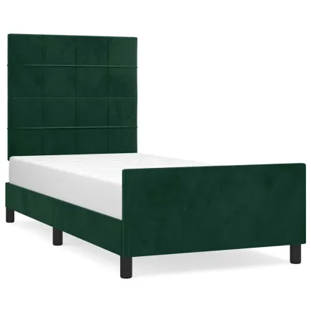Cadre de lit sans matelas vert foncé 90x200 cm velours 2