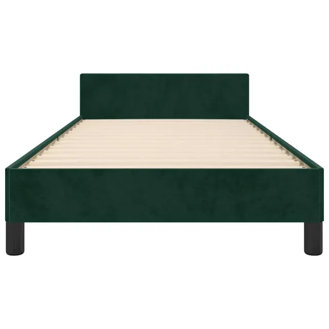 Cadre de lit sans matelas vert foncé 90x200 cm velours