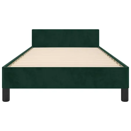 Cadre de lit sans matelas vert foncé 90x200 cm velours