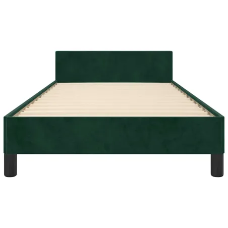 Cadre de lit sans matelas vert foncé 100x200 cm velours