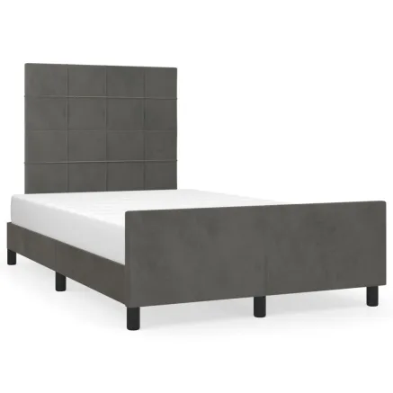 Cadre de lit sans matelas gris foncé 120x200 cm velours 2