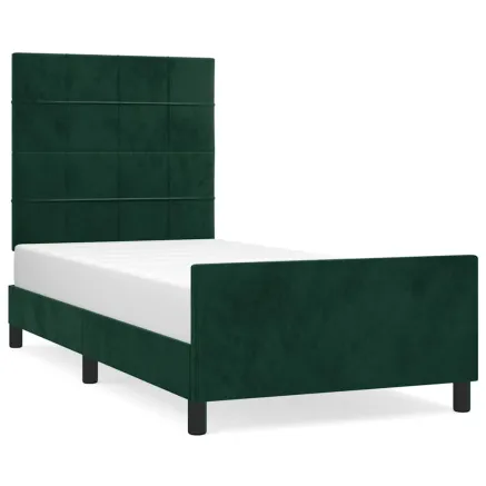 Cadre de lit sans matelas vert foncé 120x200 cm velours 2