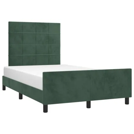 Cadre de lit sans matelas vert foncé 120x200 cm velours