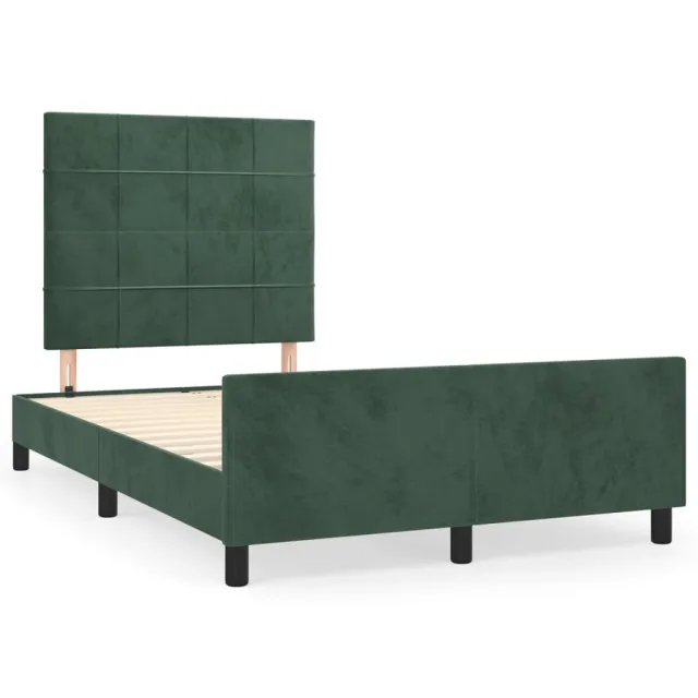 Cadre de lit sans matelas vert foncé 120x200 cm velours