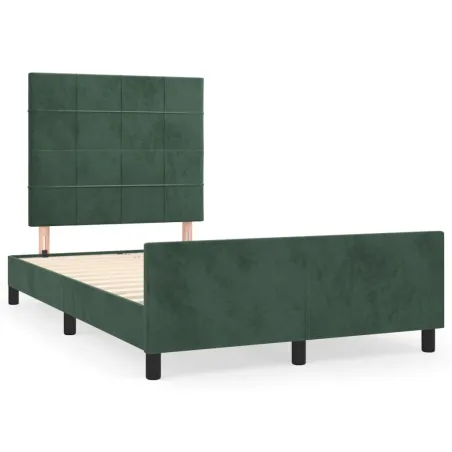 Cadre de lit sans matelas vert foncé 120x200 cm velours