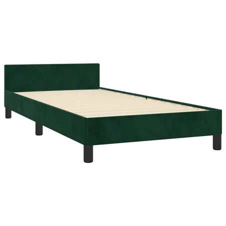 Cadre de lit sans matelas vert foncé 120x200 cm velours