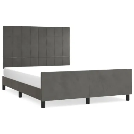 Cadre de lit sans matelas gris foncé 140x190 cm velours 2