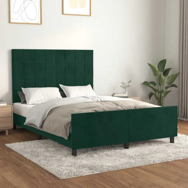 Cadre de lit sans matelas vert foncé 140x190 cm velours