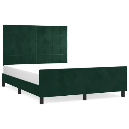 Cadre de lit sans matelas vert foncé 140x190 cm velours 2