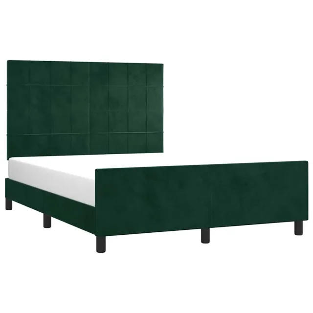 Cadre de lit sans matelas vert foncé 140x190 cm velours