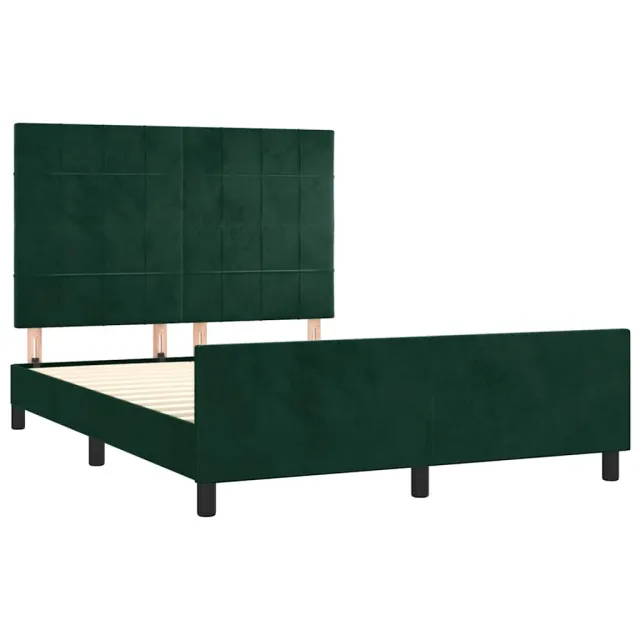 Cadre de lit sans matelas vert foncé 140x190 cm velours