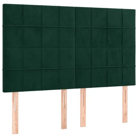 Cadre de lit sans matelas vert foncé 140x190 cm velours