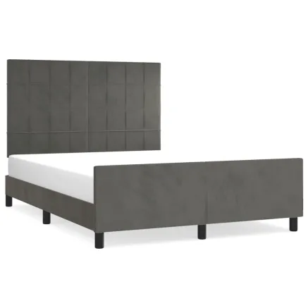 Cadre de lit sans matelas gris foncé 140x200 cm velours 2