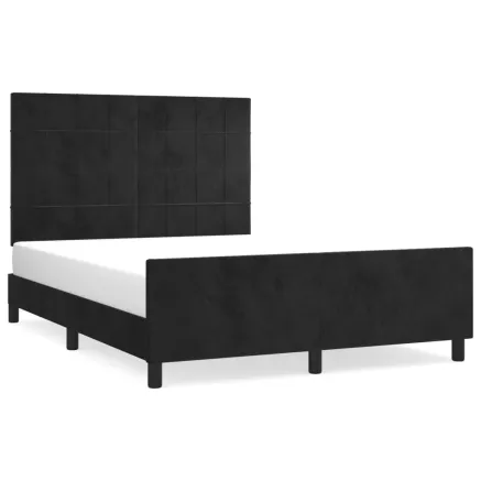 Cadre de lit sans matelas noir 140x200 cm velours 2