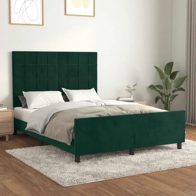 Cadre de lit sans matelas vert foncé 140x200 cm velours