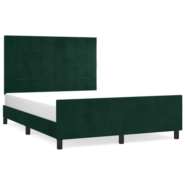 Cadre de lit sans matelas vert foncé 140x200 cm velours