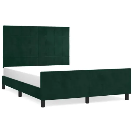 Cadre de lit sans matelas vert foncé 140x200 cm velours