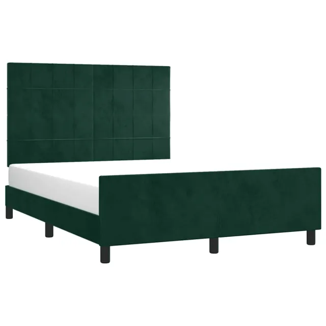 Cadre de lit sans matelas vert foncé 140x200 cm velours