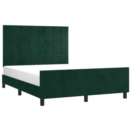 Cadre de lit sans matelas vert foncé 140x200 cm velours