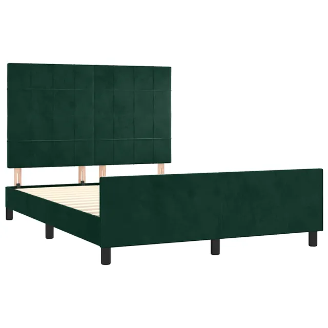 Cadre de lit sans matelas vert foncé 140x200 cm velours