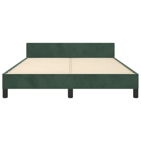 Cadre de lit sans matelas vert foncé 140x200 cm velours