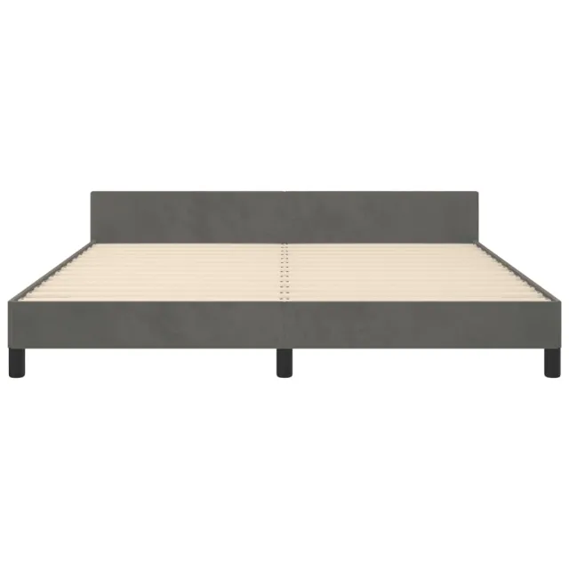 Cadre de lit sans matelas gris foncé 160x200 cm velours