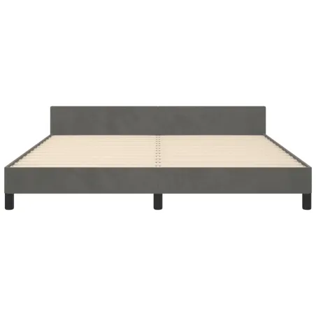 Cadre de lit sans matelas gris foncé 160x200 cm velours