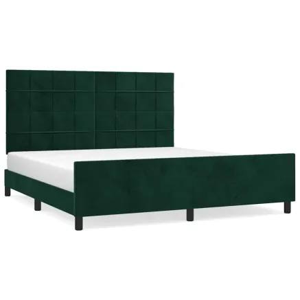 Cadre de lit sans matelas vert foncé 160x200 cm velours 2