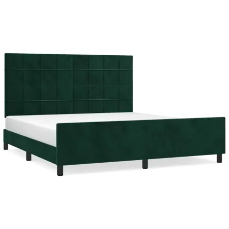 Cadre de lit sans matelas vert foncé 160x200 cm velours